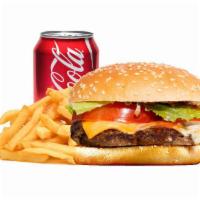Combo Burger · Choice of protein and served with fries and  beverage.
