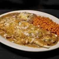 Rio Grande Burrito PL · Guaranteed to fill you up, this burrito is loaded with chicken. rice, jalapenos, cheese and ...