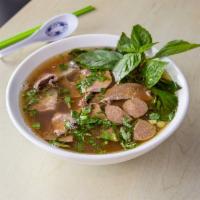 Special Saigon Noodle Soup · Pho dac biet. Bo vien, tai, chin, gan and sach. Meatball, steak brisket, tendon and tripe.