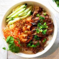 26. Grilled Pork with Shrimps · Bun tom thit nuong.