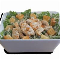 Chicken Caesar Salad · Romaine lettuce tossed with Parmesan cheese and Caesar dressing, topped with croutons, grill...