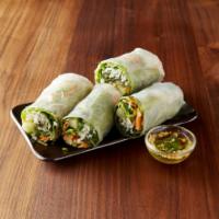 Fresh Rolls (2) · Lettuce leaves, mints, cilantro, noodle, tofu, bean sprouts and peanut served with dipping s...