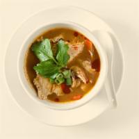 Spicy Tom Yum Soup · Spicy tom yum broth, mushroom, lemongrass, aromatic Makrut lime leaves, red pepper and your ...