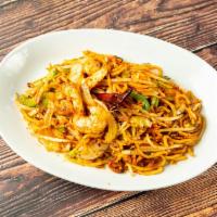 Chow Mein Noodle · stir-fried noodles with carrot, cabbage, green and red pepper, scallion, and egg with your c...