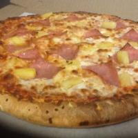 Hawaiian Gluten Free Pizza · Tomato sauce, mozzarella, ham and pineapple.