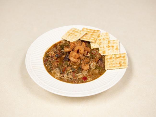 Fully Loaded Gumbo (Chicken, Sausage & Shrimp) · Large creole style chicken, sausage and shrimp gumbo with white rice.