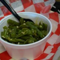 Green Beans LG (No Meat) · Seasoned green beans for the veggie lover!