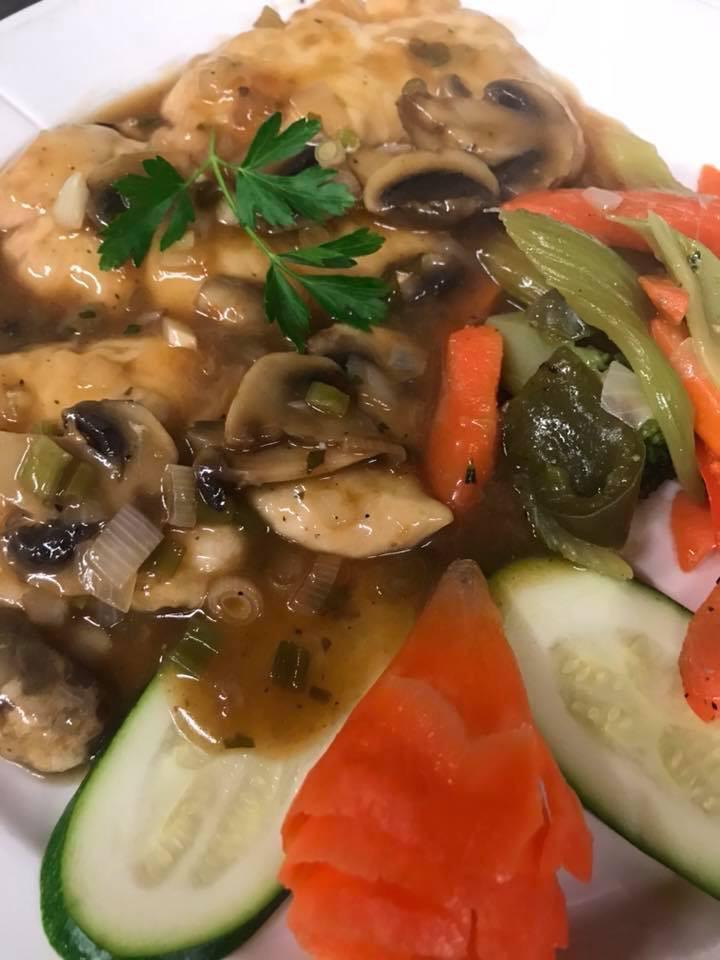 Pollo Marsala Dinner · Breast of chicken sauteed with marsala wine and mushrooms.