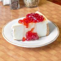 Cheesecake  · Comes with strawberry topping.