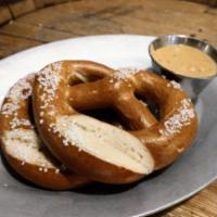 Soft Pretzel + Beer Cheese · House-made beer cheese, stout, medium cheddar, and vegetarian.