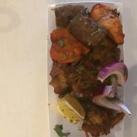 Mixed Platter · Chicken tikka, lamb seekh kebab, vegetable pakora.