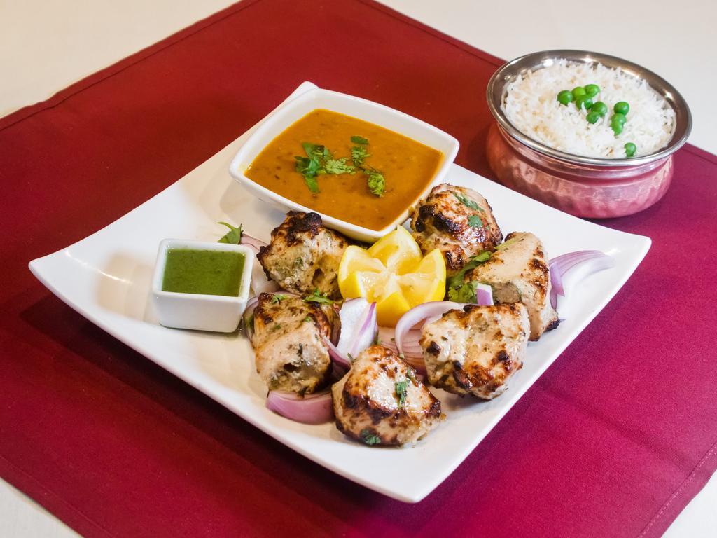 Chicken Reshmi Kebab · Boneless chicken breast marinated in yogurt and rare spice.