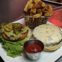 California Burger · Angus burger & house pickled jalapenos, chile Jack cheese, guacamole, pico de gallo, lettuce...