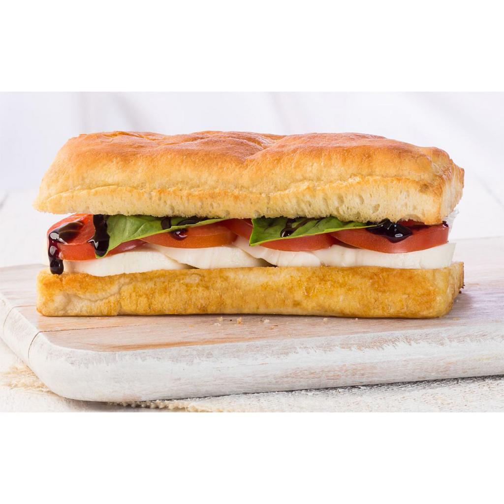 Caprese Sandwich · Fresh mozzarella, Roma tomato, basil and balsamic.