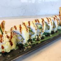 Crunchy Roll · 8 Pieces. Shrimp tempura, imitation crab, avocado and cucmber inside, outside: tempura crumb...
