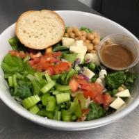 Chopped Salad · Green leaf lettuce, provolone, chickpeas, red onion, tomato, celery and radishes tossed with...