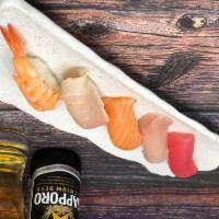 Sushi Sampler · 5 pieces sushi: tuna, salmon, yellowtail, albacore and shrimp