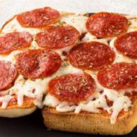 Pepperoni Pizza Bread · Tangy pizza sauce, Italian seasoning, mozzarella, and pepperoni.