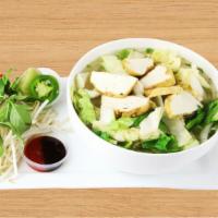 Vegan Pho · Pho chay. Vegan broth, bok choy, cabbage, mushroom, tofu, white onion, cilantro and green on...
