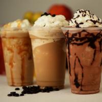 Caramel Frappe · Blended coffee. Foam covered iced coffee with caramel.