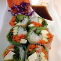 Fresh Summer Rolls · Lettuce, carrots, cucumber, avocado and noodles wrapped with rice skin served with sweet and...