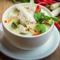 Tom Kha · Choice of style. Galangal mushroom, lime leaves, bell pepper and lemongrass in coconut milk ...