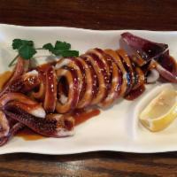 Grilled Squid · Grilled squid with teriyaki sauce.