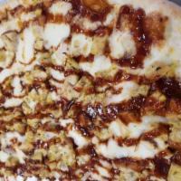 BBQ Chicken Pizza · Chicken, hot sauce and mozzarella.