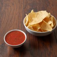 Large chips with sauce · Large bag of chips with 16 oz hot sauce or salsa