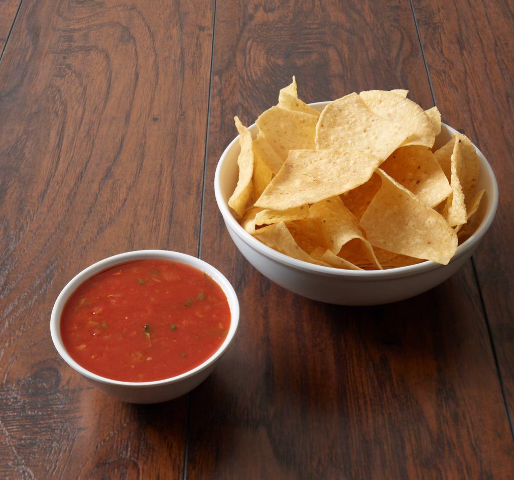 Large chips with sauce · Large bag of chips with 16 oz hot sauce or salsa