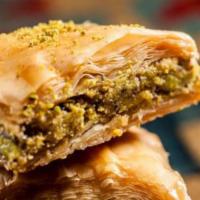 Pistachio Baklava · Traditional diamond-shaped sweet pastry made with filo dough and pistachios!