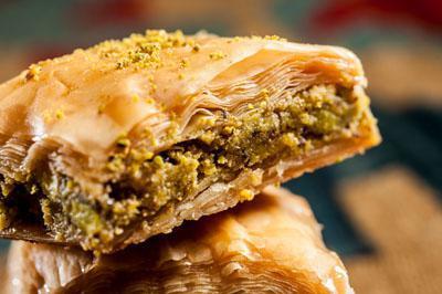 Pistachio Baklava · Traditional diamond-shaped sweet pastry made with filo dough and pistachios!