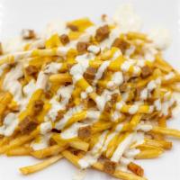 Bacon Ranch Cheese Fries (GF) · Fries smothered in cheese sauce, ranch dressing, and soy-bacon.
