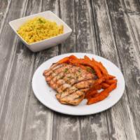 Salmon · Chargrilled and lightly seasoned with humdingers spice. Includes remoulade, seasoned rice, c...