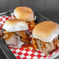 3 Slider Sandwiches · Your choice of meat. Small steam grilled sandwich on a bun. 