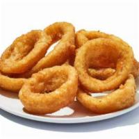 Onion Rings · Breaded onion rings served with your choice of two sauces.