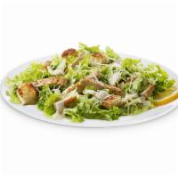 Chicken Caesar Salad · Crisp romaine lettuce , housemade Caesar dressing, crunchy  croutons, and shredded Parmesan ...