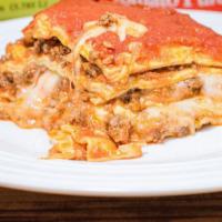 Lasagna · Homemade, family recipe!   Served with a small salad and a roll.