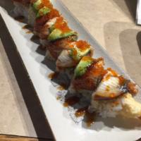 Dragon Roll · Shrimp tempura, eel, avocado and tobiko.