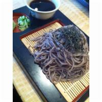 Zaru Soba · Cold buckwheat noodles. Buckwheat noodle. Served with salad.