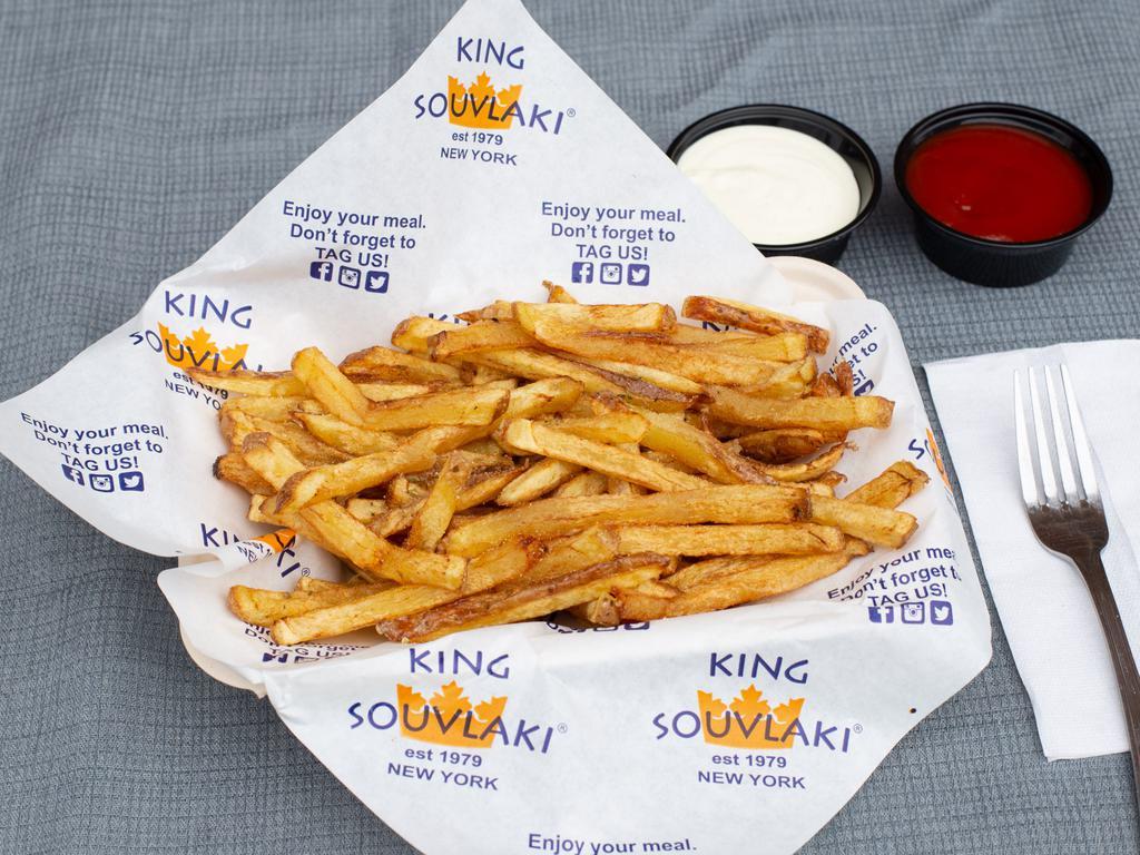 Handcut Fries · Handcut and cooked in Greek Extra Virgin Olive Oil.
