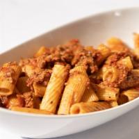 Bolognese · Rigatoni Served with Ground Beef, Ground Pork, ＆ Mickey’s Famous Homemade Marinara Sauce