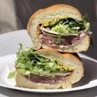 Large Salami · Comes with Mustard, Mayo, Lettuce, Tomatoes, Pickles, Pepperoncinis and Onions