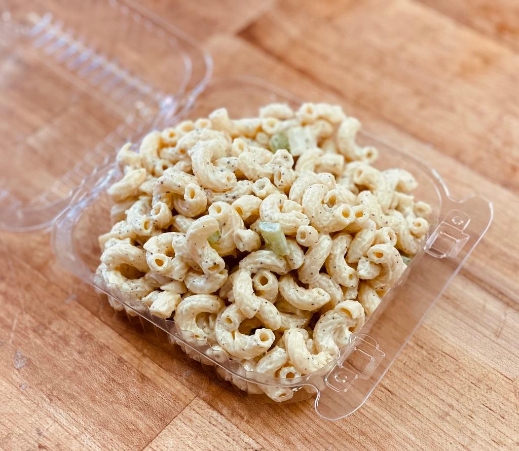 Homemade Macaroni Salad · 8 oz Portion of our Homemade Macaroni Salad. Includes your choice of additional toppings. 
( please note: our homemade recipe contains finely chopped yellow onions, celery and yellow mustard )