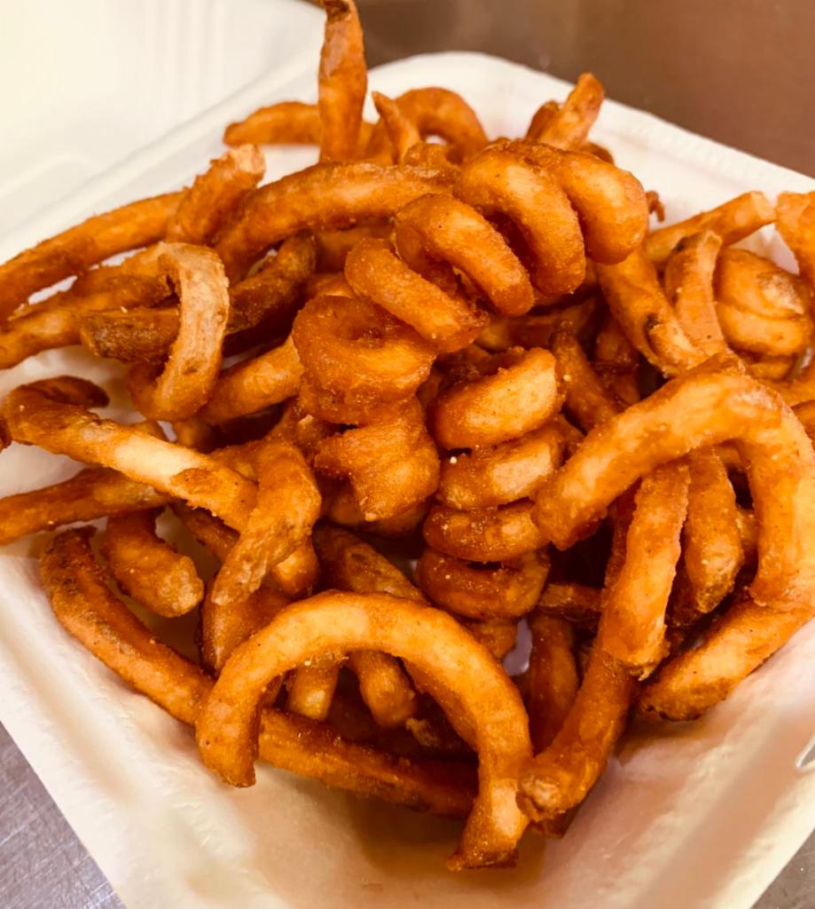 Seasoned Curly Fries · 1/2 lb. portion of our Seasoned Curly Fries served with one 2oz dipping sauce of your choice.