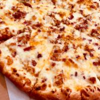 Baked Potato Pizza · This Favorite Comes on a Buttered Pizza Crust with Our Seasoned Waffle Fries Chopped and Cov...