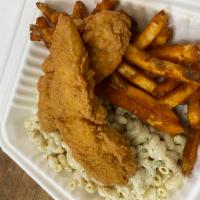 Chicken Finger Corner Plate · This Rochester favorite has all you're looking for!  Two chicken fingers served on top of yo...