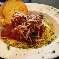 Spaghetti & Meatballs · Spaghetti noodles topped with original broadway sauce and three homemade meatballs.  Served ...