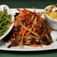 Cyclone Grilled Chicken · Grilled chicken topped with mushrooms, onions, sweet n spicy BBQ sauce, shredded cheese and ...