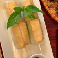 A2. Veggie Spring Rolls with Tofu · 2 rolls. Rice papers, vermicelli, fried tofu, basil, lettuce, Vietnamese pickles, served wit...